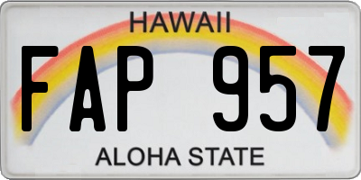 HI license plate FAP957