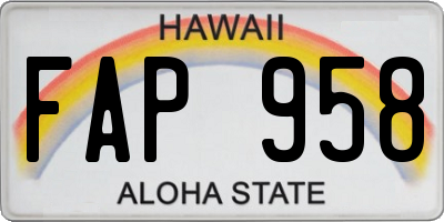 HI license plate FAP958
