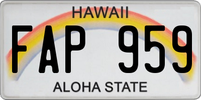HI license plate FAP959