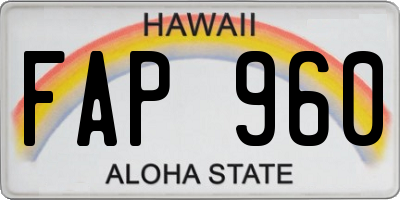 HI license plate FAP960