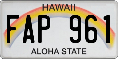 HI license plate FAP961