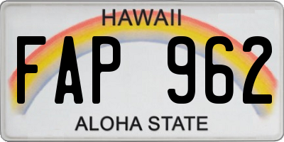 HI license plate FAP962