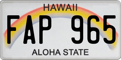 HI license plate FAP965