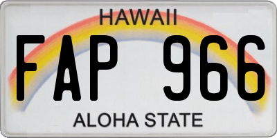 HI license plate FAP966