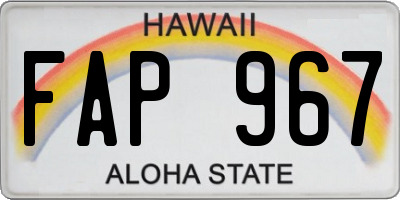 HI license plate FAP967