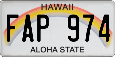 HI license plate FAP974