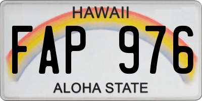 HI license plate FAP976