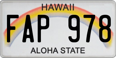 HI license plate FAP978