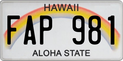 HI license plate FAP981