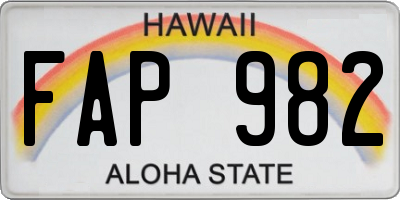 HI license plate FAP982