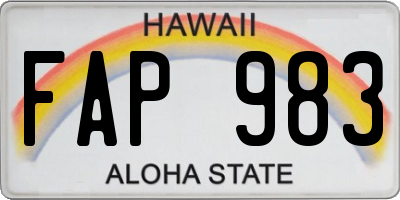 HI license plate FAP983