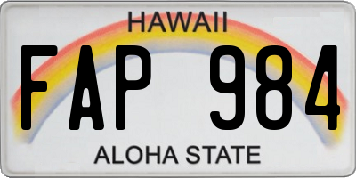 HI license plate FAP984