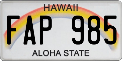 HI license plate FAP985