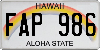 HI license plate FAP986