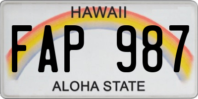 HI license plate FAP987
