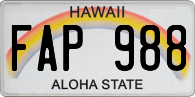 HI license plate FAP988