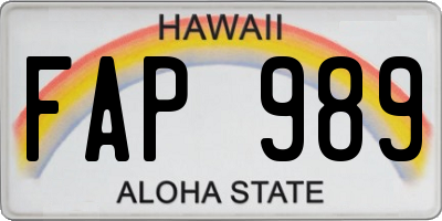 HI license plate FAP989