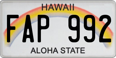 HI license plate FAP992