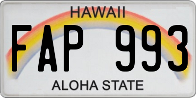 HI license plate FAP993