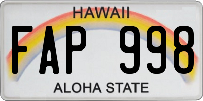 HI license plate FAP998