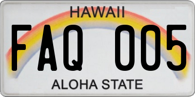 HI license plate FAQ005