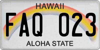 HI license plate FAQ023