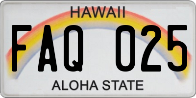 HI license plate FAQ025
