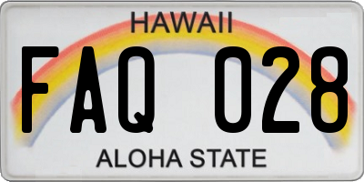 HI license plate FAQ028