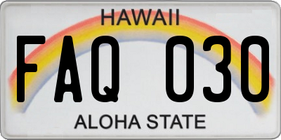 HI license plate FAQ030