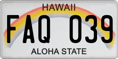 HI license plate FAQ039