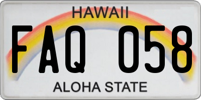 HI license plate FAQ058