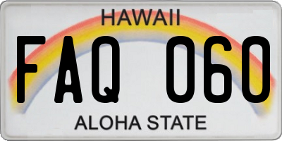 HI license plate FAQ060