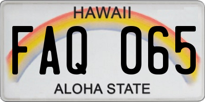 HI license plate FAQ065