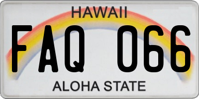 HI license plate FAQ066