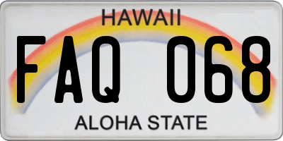HI license plate FAQ068