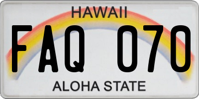 HI license plate FAQ070
