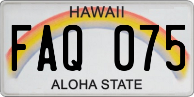 HI license plate FAQ075
