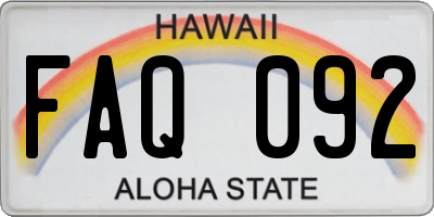 HI license plate FAQ092