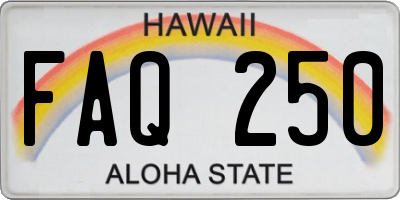 HI license plate FAQ250