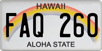 HI license plate FAQ260