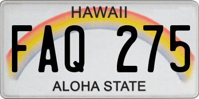 HI license plate FAQ275