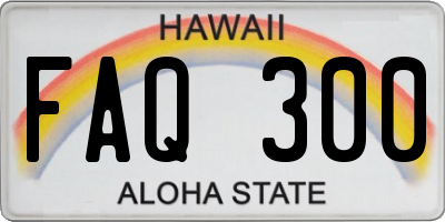 HI license plate FAQ300