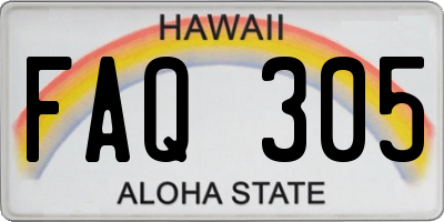 HI license plate FAQ305