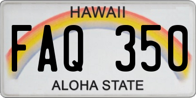 HI license plate FAQ350