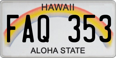 HI license plate FAQ353