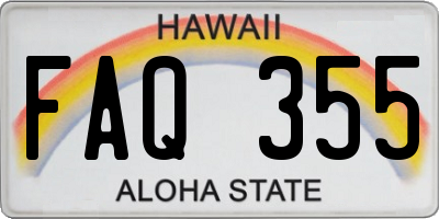 HI license plate FAQ355