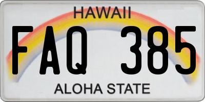 HI license plate FAQ385