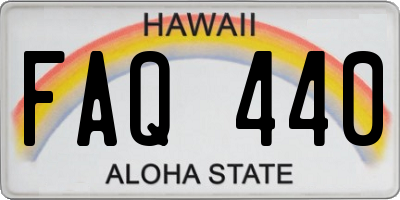 HI license plate FAQ440