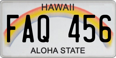 HI license plate FAQ456