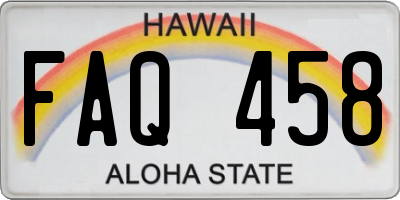 HI license plate FAQ458